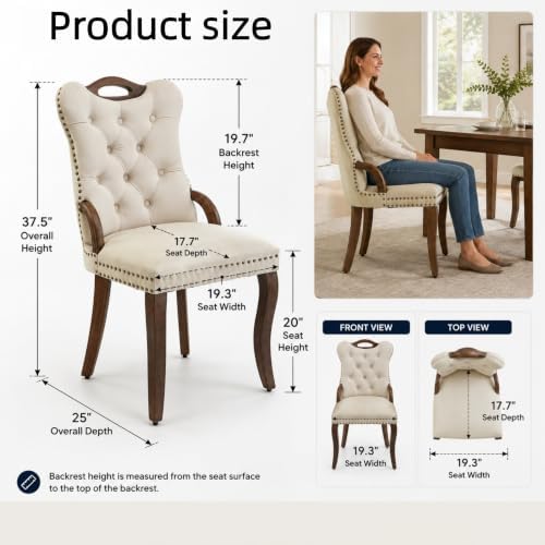 Dining Chairs Set of 4, Velvet Upholstered Kitchen Chairs with Vintage Copper...