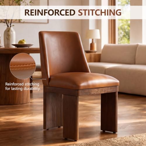 RIVOVA Upholstered Dining Chairs Set of 4, Modern Wooden Dining Room Chair PU...