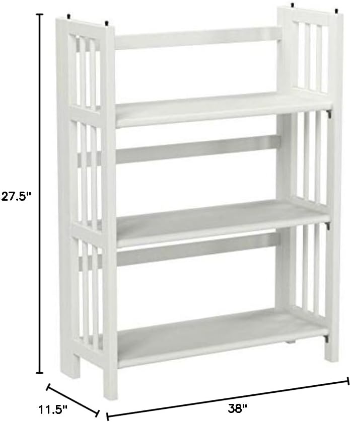 Casual Home 3-Shelf Folding Stackable Bookcase (27.5" Wide)-White
