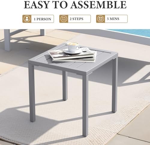 Crestlive Products Aluminum Outdoor Side Table Set of 2, Pool Lounge Chair Si...