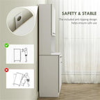 Kitchen Storage Cabinet with Multiple Doors, Drawer, Adjustable Shelves, and Open Countertop for Microwave, Toaster, or Coffee Maker – Pantry Organizer with Anti-Tip Safety Strap (White)