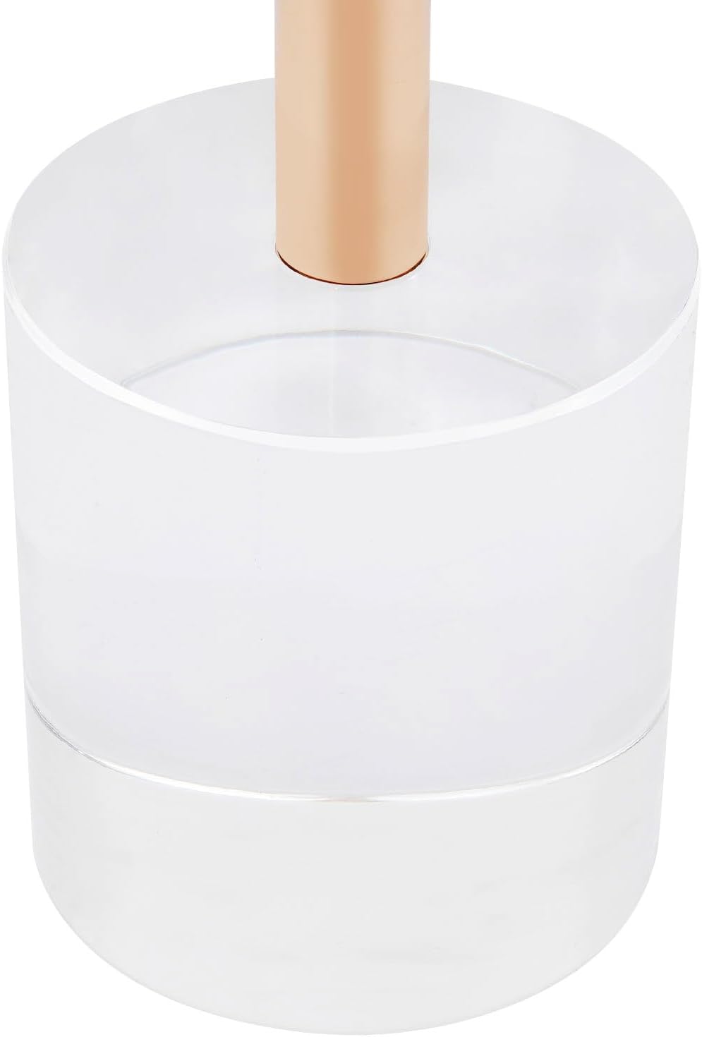 Modern Side Table with Cylindrical Base, Clear Acrylic End Table, Brushed Bra...
