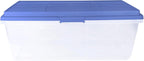 2-Pack 113 Quart Clear Plastic Stackable Storage Bin - with Locking Latches, Smoke Blue, Ideal for Home/Office, Stores Crafts, Household & Seasonal Items