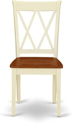 East West Furniture DOCL9-BMK-W 9 Piece Dining Table Set Includes a Rectangle Dining Room Table with Butterfly Leaf and 8 Wood Seat Chairs, 42x78 Inch, Buttermilk & Cherry
