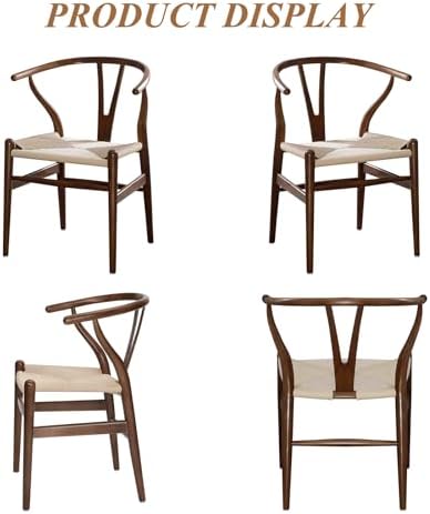 Y Wishbone Chair, Solid Ash Wood Dining Chair (Walnut) | Handwoven Paper Cord...