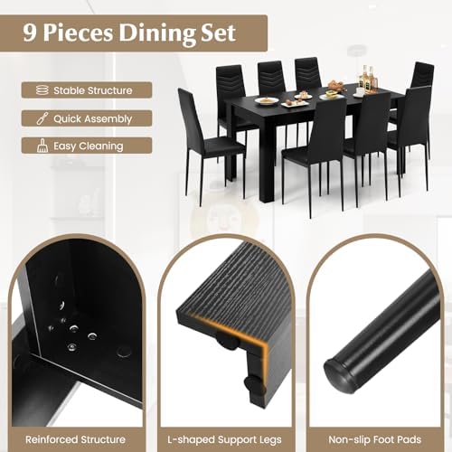 GIANTEX 9-Pieces Dining Table Set for 8, 63" Table, Padded Seat & Ba...