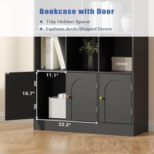 Housoul 71" Tall Bookshelf with 10 Cubes and 3 Doors, 4-Tier Bookshelf, ...