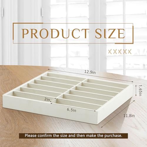 2 Pcs Sunglass Organizer Trays Glasses Stackable Jewelry Trays Sunglass Organizer Display Box (12 Grids,Beige)
