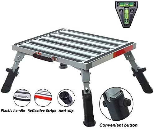 Adjustable RV Step Stool, Folding Aluminum, Gray