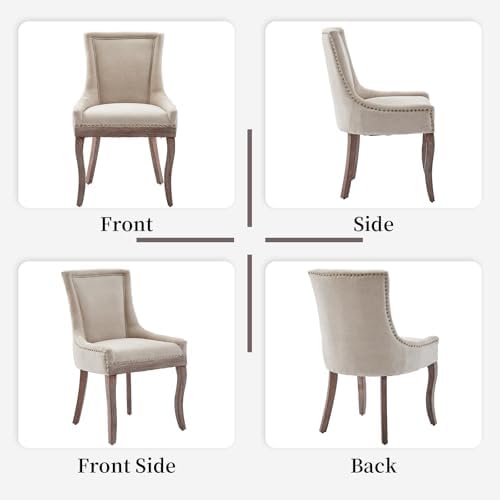 Beige Upholstered Dining Chairs Set of 2, Kitchen & Dining Room Chairs