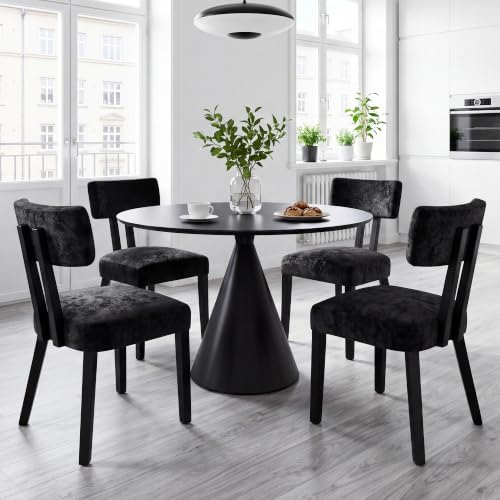 Dining Chairs Set of 4, Silky Velvet Dining Room Chairs, Charcoal Black