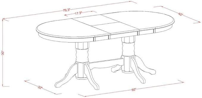 East West Furniture VABO7-OAK-W 7 Piece Dining Set Consist of an Oval Dining Room Table with Butterfly Leaf and 6 Wood Seat Chairs, 40x76 Inch, Oak