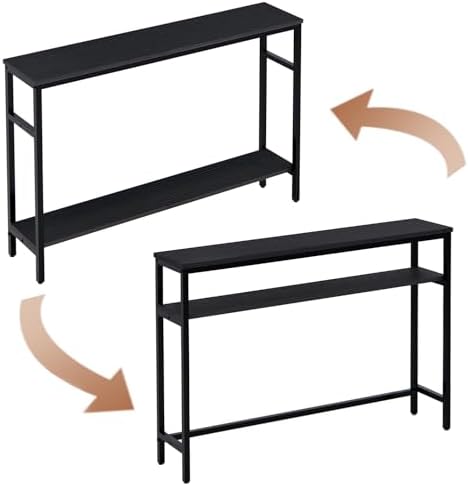 Timberer Narrow Console Table, 47 Inch Sofa Table with Adjustable Shelf | 2-T...