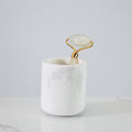 Natural White Marble Toothbrush Holder for Bathroom, Mordern Organic White Marble Toothbrush Cup, Luxury Texture Razor Holder, Razor Organizer for Dressing Table, Countertop, Hotel