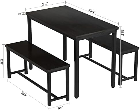 Recaceik Dining Table Set with Bench, 3 Pieces Dining Furniture Set Kitchen T...