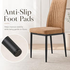 Dining Chairs Set of 4, Suede Upholstered Kitchen Chairs with Metal Legs, Modern Dining Room Chairs with Vertical Channel Backrest, Breathable Armless Chairs for Dining Room, Apartment (Brown, 4)