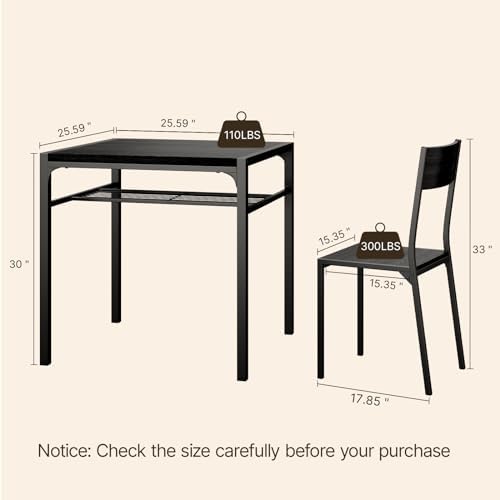 Gizoon 4-Piece Dining Table Set for 4, Kitchen Table