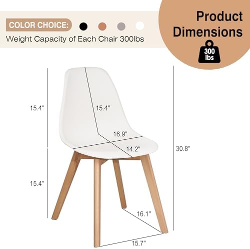 VECELO Dining Chairs Set of 4, Mid-Century Modern Kitchen & Dining Room C...