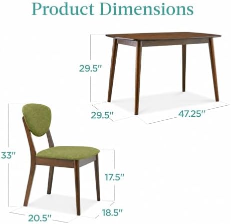 Best Choice Products 5-Piece Dining Set, Compact Mid-Century Modern Table &am...
