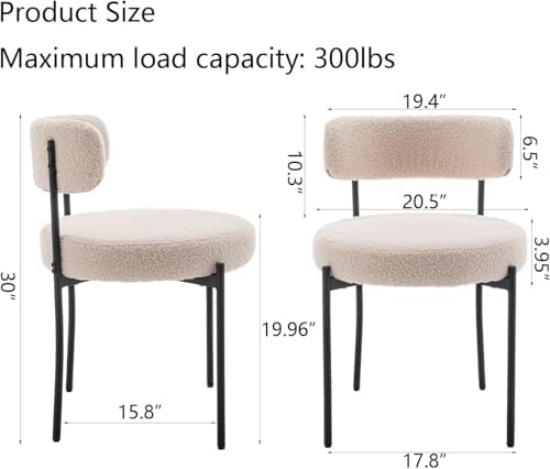 Riknuxi Boucle Dining Chairs Set of 4, Upholstered Dining Room Chairs Beige |...