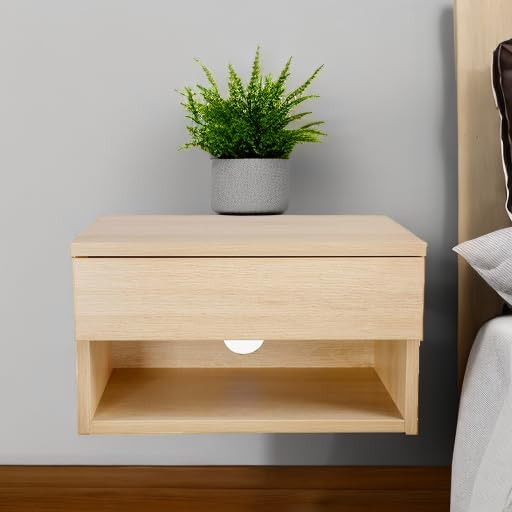 Nathan James Jackson Wall Mounted Floating Bedroom Nightstand with Storage Dr...