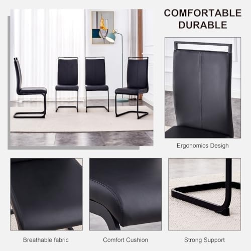 Modern Dining Table Set for 6, Faux Marble Kitchen Table Chairs Set, 63"...