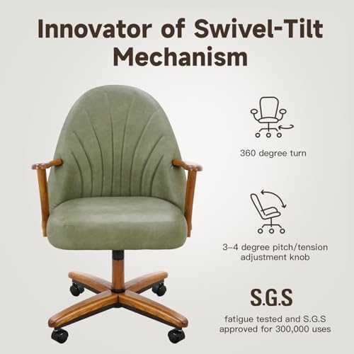 Chromcraft Bailey PU Leather Swivel-Tilt Caster Chair -Chestnut-Pine-4pc | Pe...