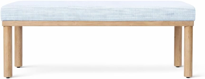 HomePop 47.5" Oslo Bench - Blue Pinstripe Fabric