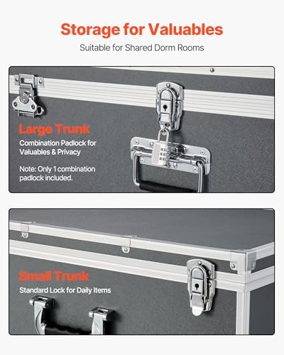 VEVOR Storage Trunk, Set of 2, Wooden Suitcase Storage Boxes with Padlocks, L...