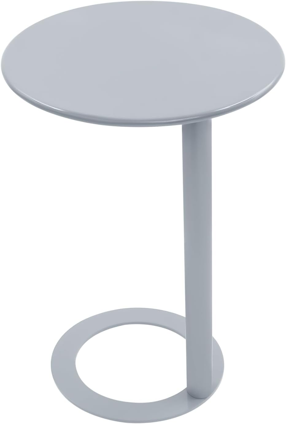 C-Shaped Round Side Table, Modern Metal End Table with O-Shaped Base for Smal...