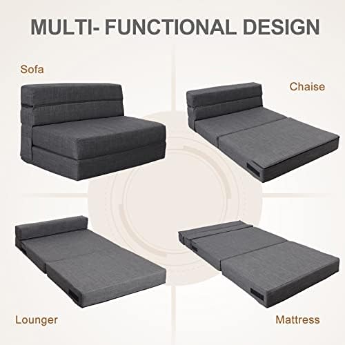 Nigoone Queen Size Folding Sofa Couch Memory Foam with 2 Pillows Sleeper Chai...