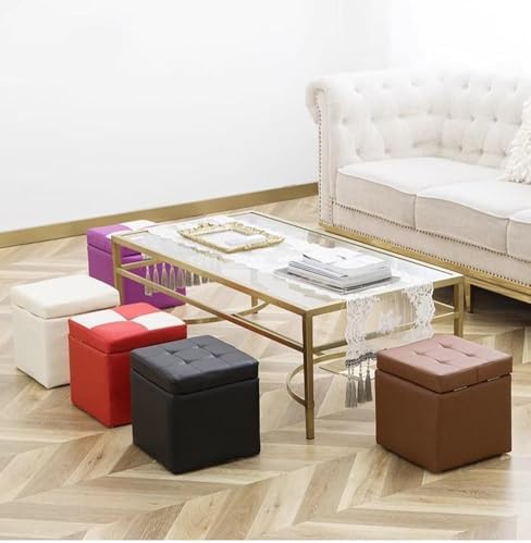Luxurious Ottoman with Storage,Upholstered Storage Ottoman Padded Seat for Li...