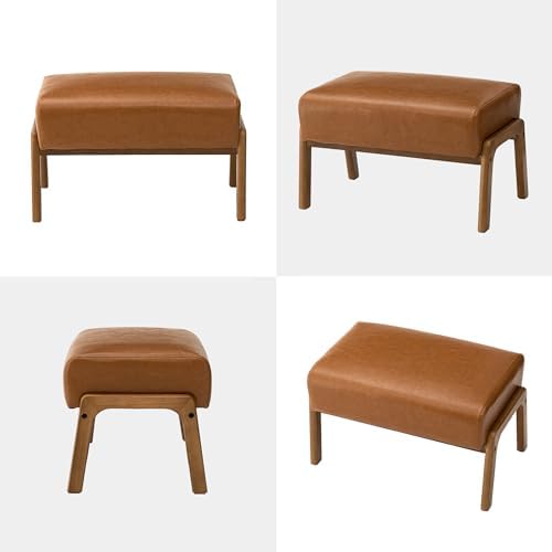 Glitzhome 15.5"(H) Footrest Stool, Leatherette Ottoman, Accent Padded So...