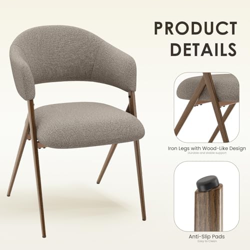 COLAMY Dining Chairs Set of 4, Mid Century Modern Dining Room Kitchen Dinner ...
