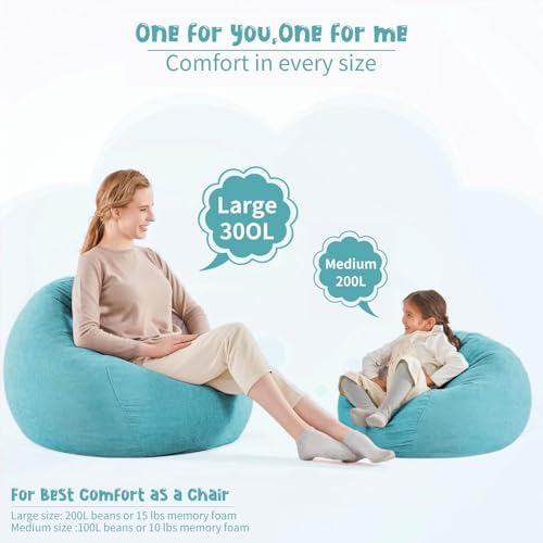 Bean Bag Chair Cover (No Filler) for Kids and Adults,Beanbag Stuffed Animal Storage Without Filling Plush Toys Holder and Organizer Soft Premium Corduroy 200L