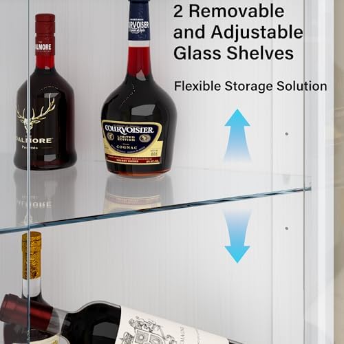 kepptory 72" Corner Glass Display Cabinet with RGB LED Lights