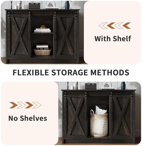4 EVER WINNER Farmhouse Coffee Bar, 42 Inch Coffee Bar Cabinet, Espresso