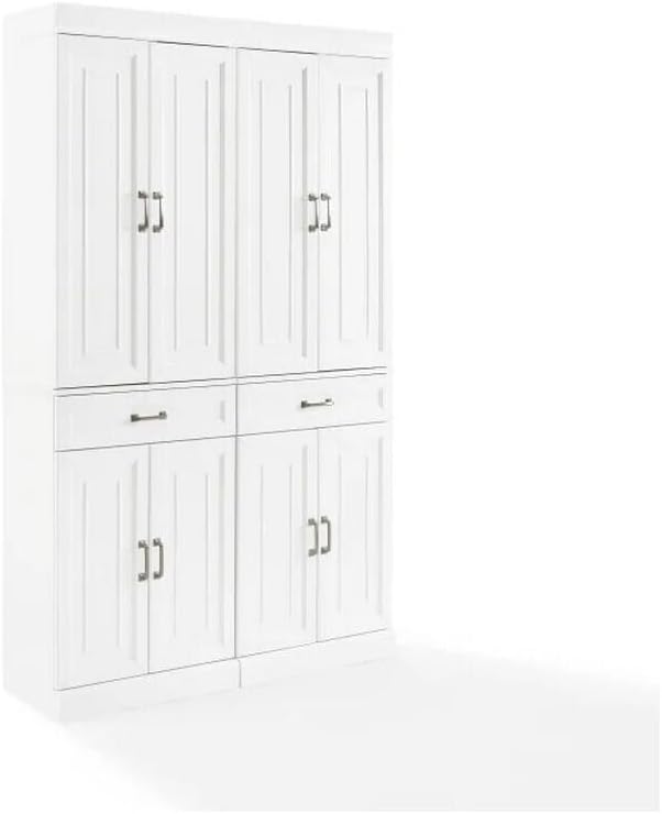 Maykoosh Pantry Cabinets - 2 Piece Kitchen Storage Organizer, White Finish