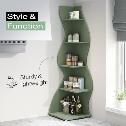 Tribesigns Corner Shelf, Modern 5-Tier Wall Corner Bookshelf, Stylish Corner ...