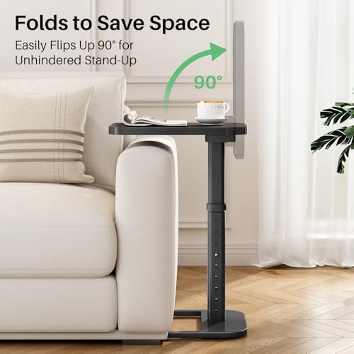 Kitstorack TV Tray Table, Adjustable Height & Rounded Metal Corners, Snac...