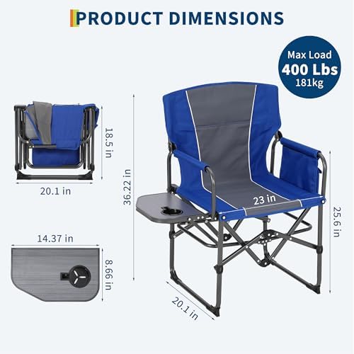 GarveeLife Oversized Directors Camping Chair Support 330 lbs, 1 PCS Blue