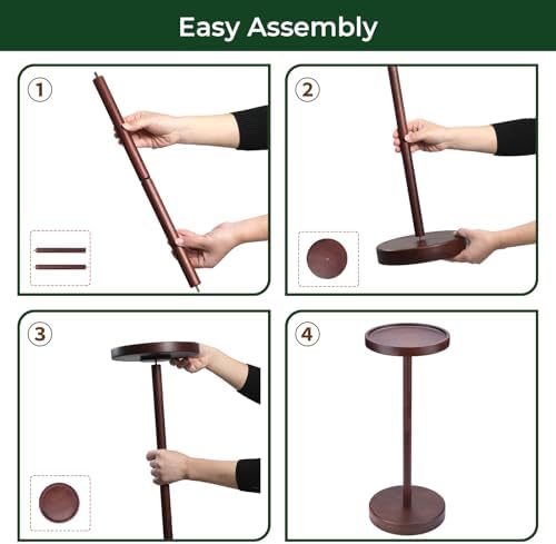 Solid Acacia Wood Pedestal End Table - Small Round