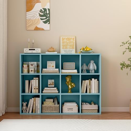 OSCHF 12-Cube Storage Shelf Bookcase, Light Blue