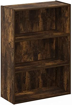 Furinno PASIR Book Shelf, 3-Tier Bookshelf, Storage Shelves Bookcase, 9.7 x 2...