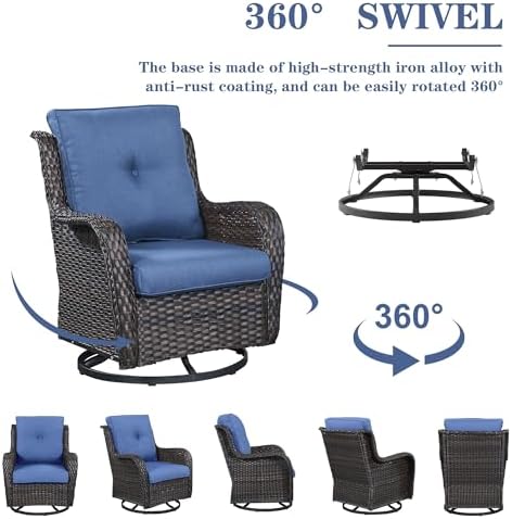 Belord Wicker Outdoor Furniture Patio Furniture Set - 6 Piece Patio Conversat...