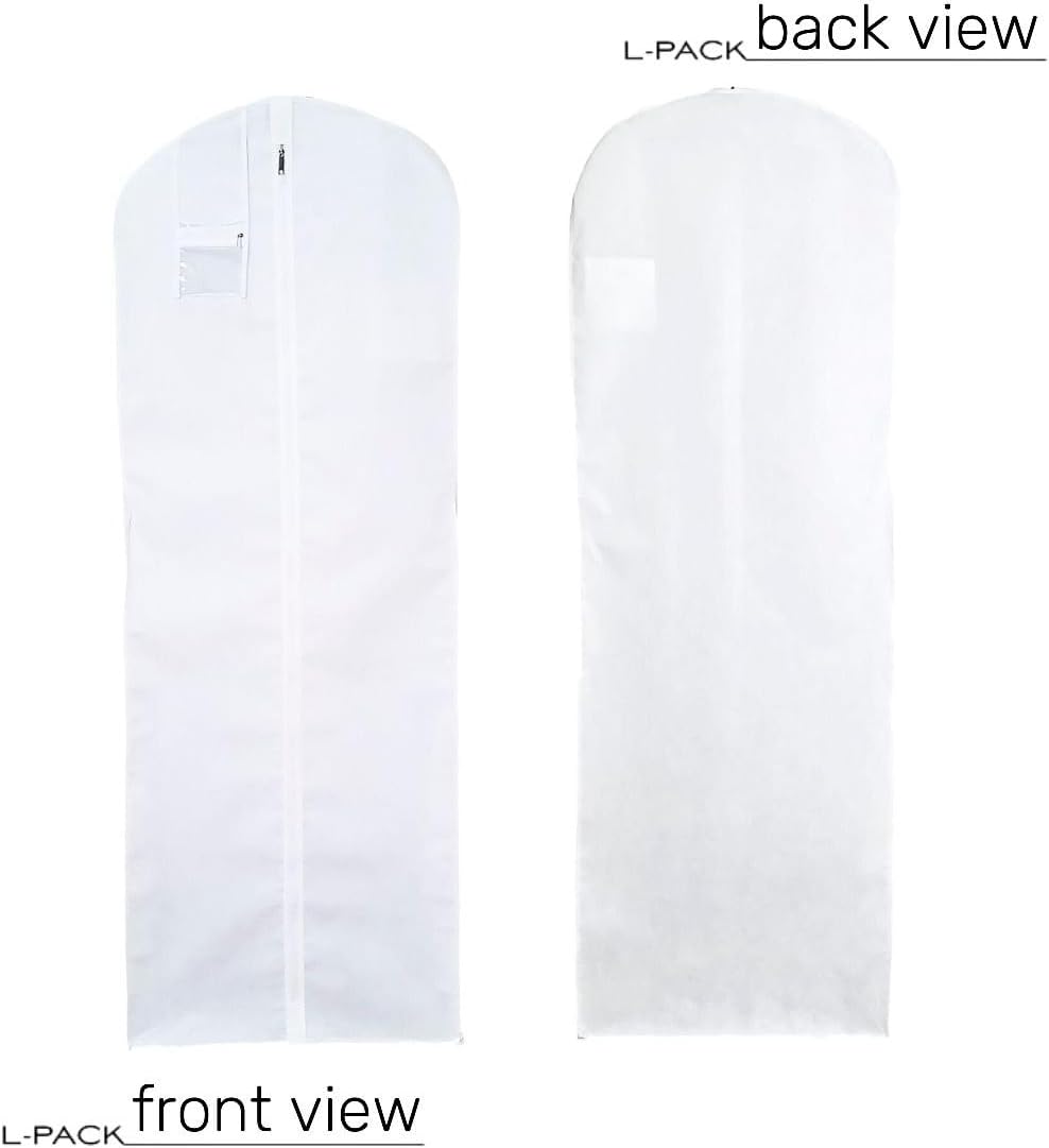 Wedding Dress Garment Bag Extra Long White Clothes Cover for Storage or Travel