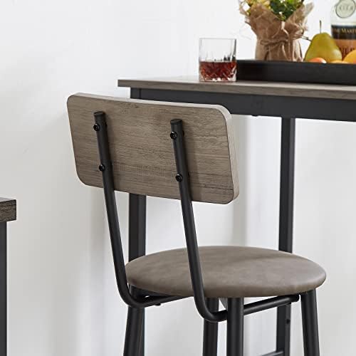 3 Piece Bar Table and Chairs Set for 2,Counter Height Bistro Pub Table with 2...