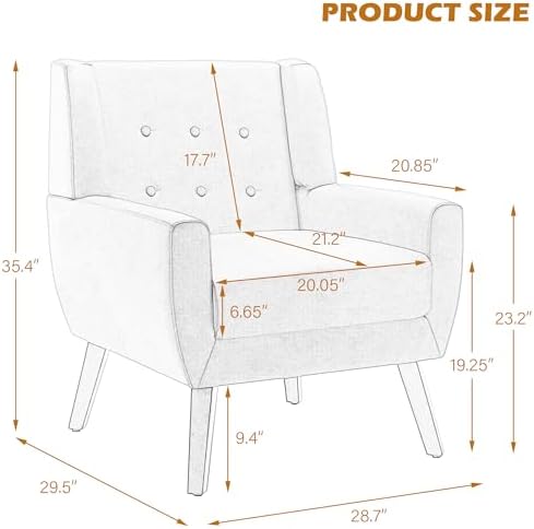 Accent Chairs Set of 2, Velvet Upholstered Armchair, Orange | Mid Century Mod...