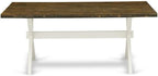 East West Furniture X077MZ015-6 6 Piece Dining Table Set Contains a Rectangle Kitchen Table with X-Legs and 4 Baby Blue Linen Fabric Upholstered Chairs with a Bench, 40x72 Inch, Multi-Color