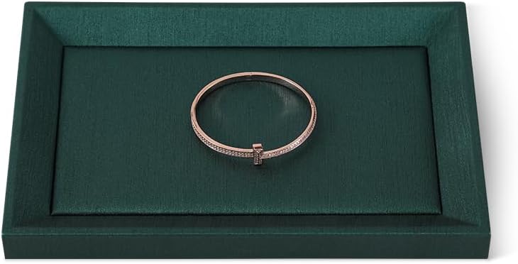 Flat Tray For Jewelry, Leather Tray,Premium Green Jewelry Tray,Stackable Jewelry Trays For Watch,Necklace,Ring,Pendants